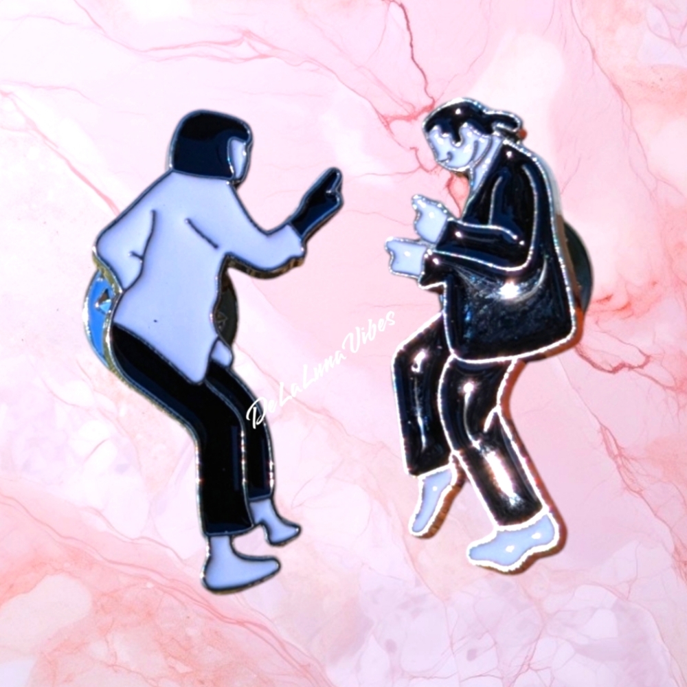NEW 2-Piece Uma, John, Pulp. Couple Dancing in a Dance Contest Pin 🪩